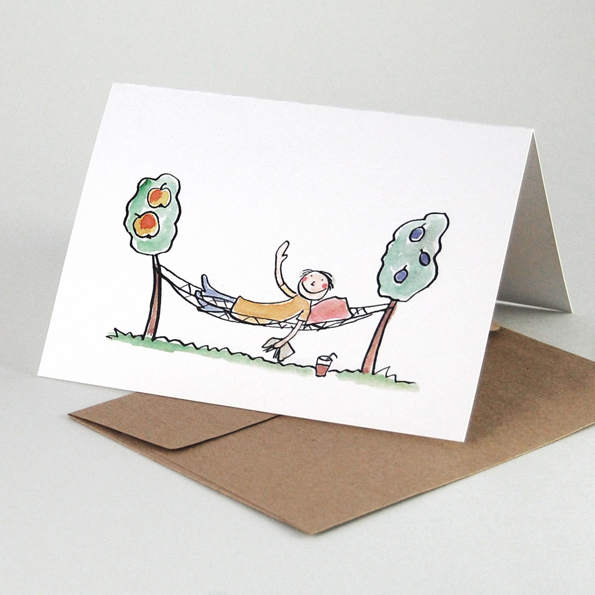Recycled greeting cards with recycled envelopes