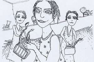 Evas and their secret handbags, cartoon