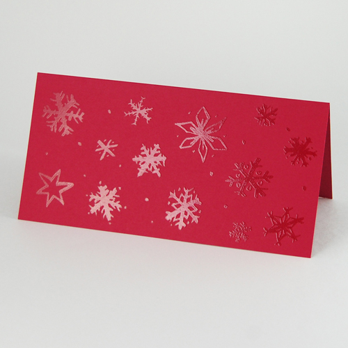 red Christmas Cards with relief-lacquer: Snowflakes