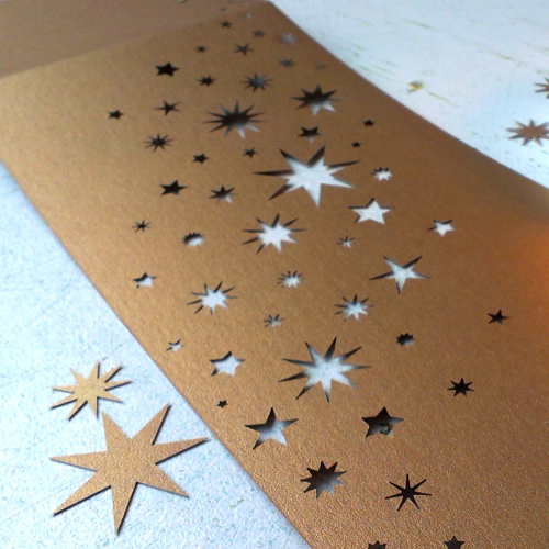 die-cut stars - christmas cards