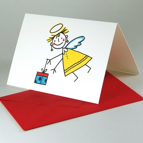 Angel with a Gift, Christmas Cards with envelopes