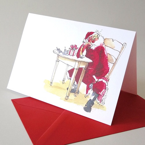 Christmas Cards with red envelopes: Santas Power Nap