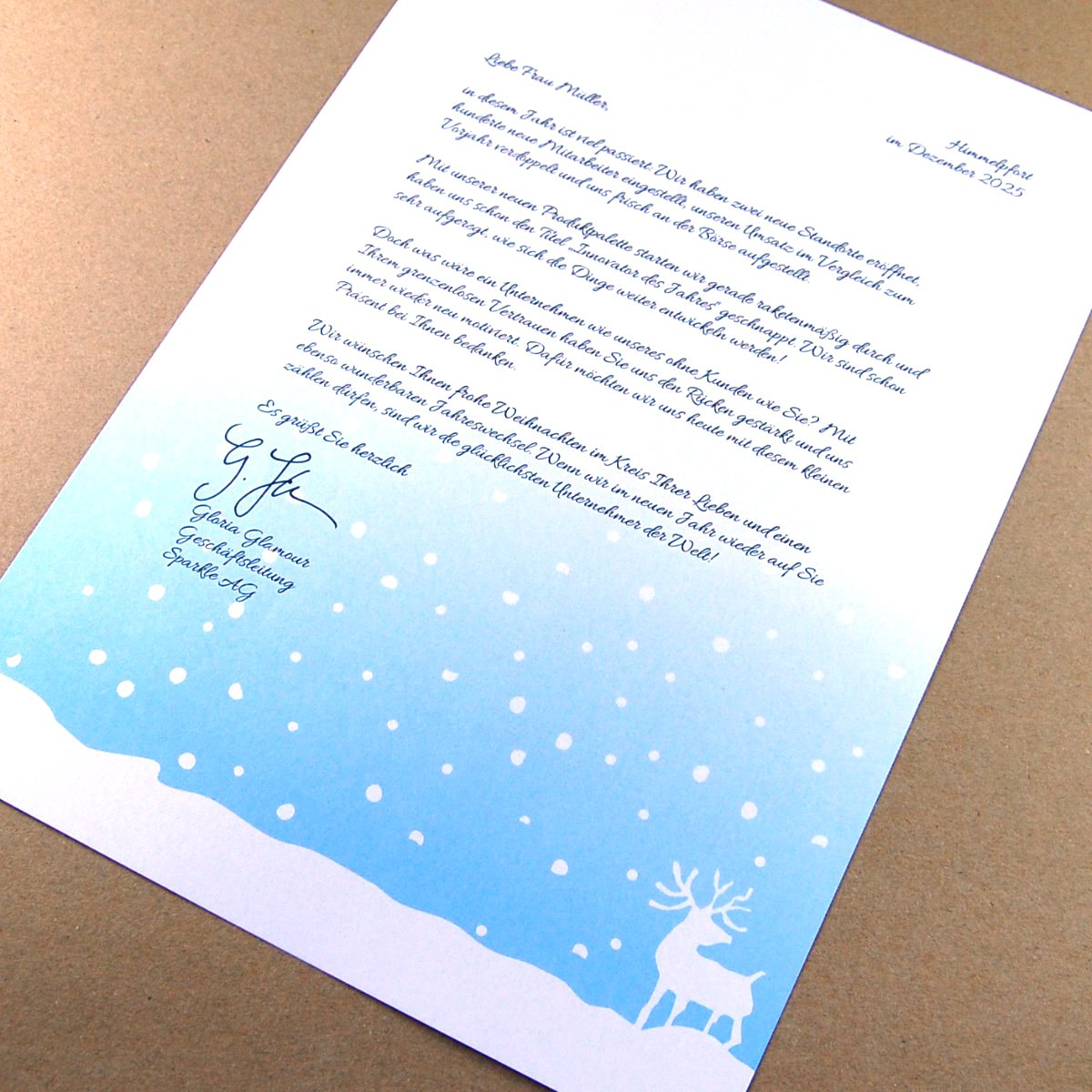 There is plenty of space on the letterhead for your personal Christmas message