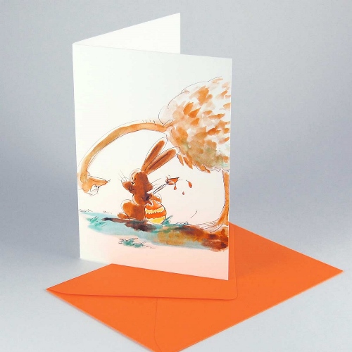 Easter Cards with orange envelopes: Egg Thief