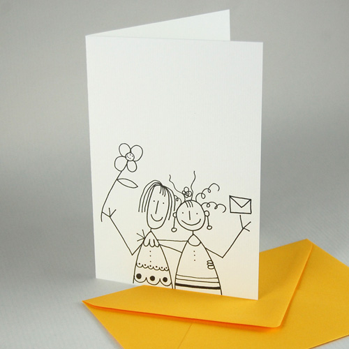 queer wedding cards with colorful envelopes