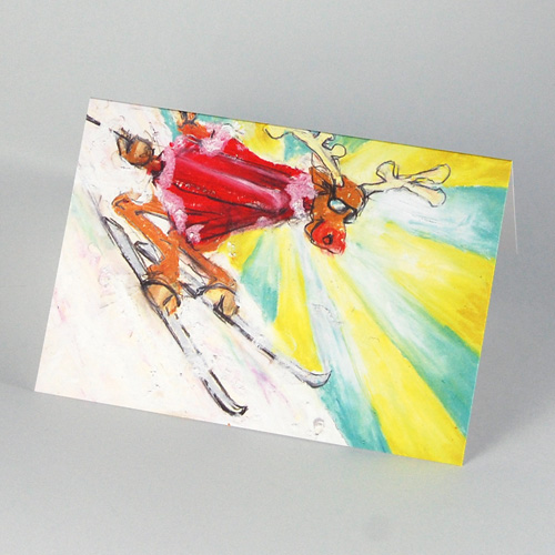 Christmas Cards: skiing reindeer