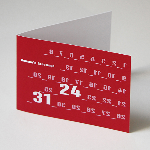 design christmas cards in red with a lot of numbers