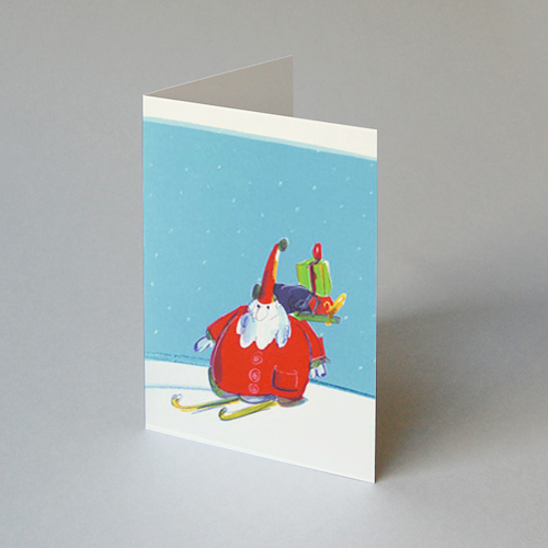 Christmas Cards: Santa Claus skiing