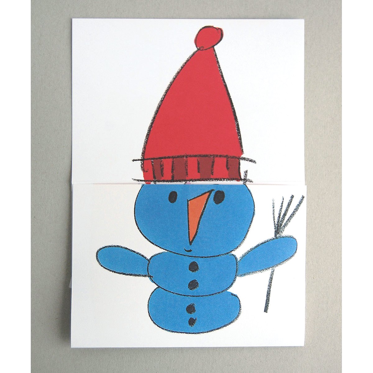 cartoon christmas card: snow-man and santa claus