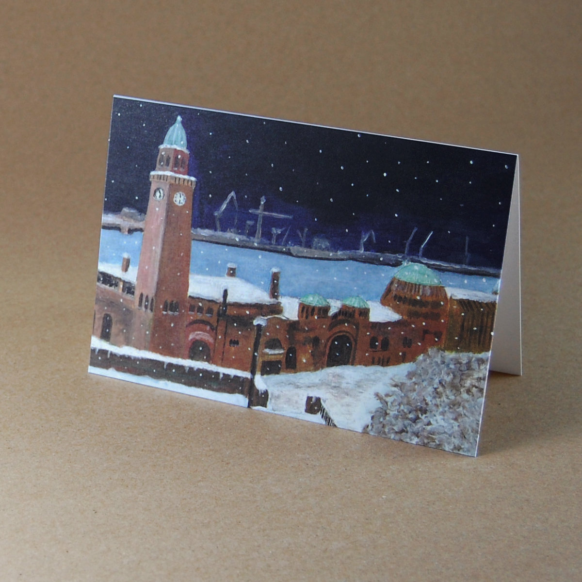 landing bridges, Hamburg, german christmas cards