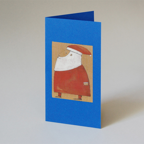 blue Christmas Cards with Santa Claus