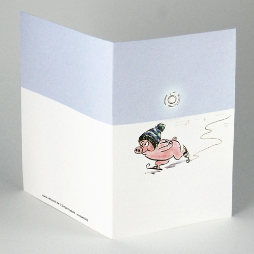 Skating Pig - funny christmas cards