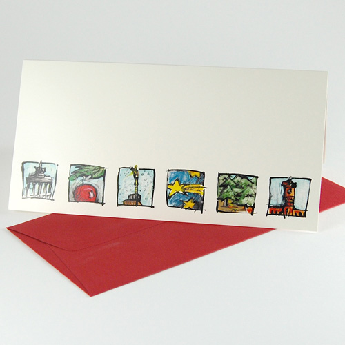 Berlin Symbols, christmas cards with red envelopes