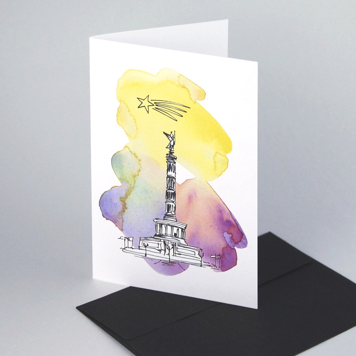 Berlin victory column, christmas cards with black envelopes